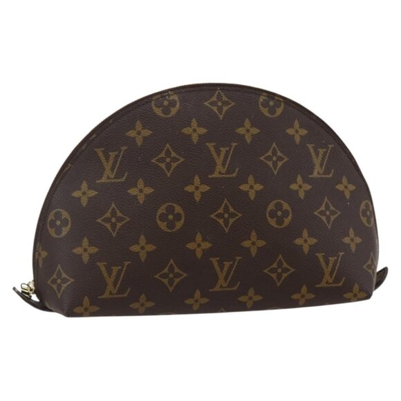 LOUIS VUITTON Monogram Trousse Demi Ronde Cosmetic Pouch LV Auth - Picture 1 of 16